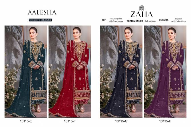 Zaha Aaeesha 10115 E To H Embroidery Georgette Pakistani Suits Wholesalers In Delhi
